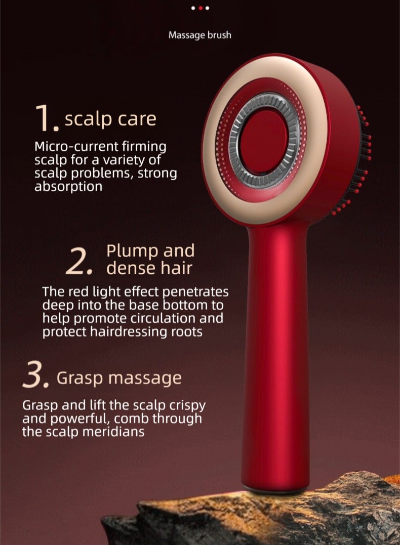 أونليماي فقط جهاز تدليك فروة الرأس الكهربائي مع EMS والعلاج بالضوء الأحمر لنمو الشعر - مشط توزيع زيت الشعر، جهاز تدليك عميق محمول للعناية بفروة الرأس والاسترخاء وتسكين الألم ومنع تساقط الشعر (أحمر) - Image 5