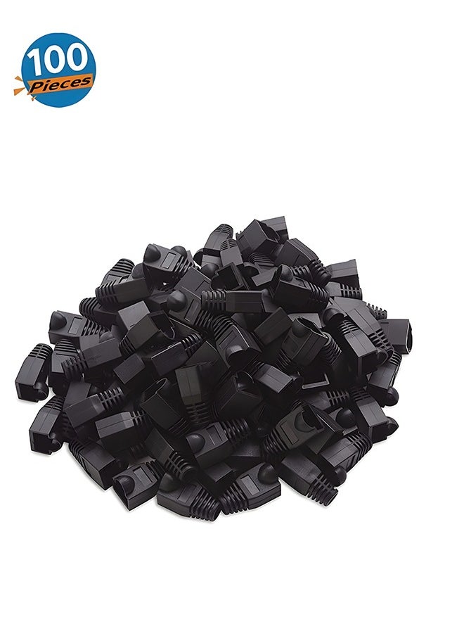 Taimi RJ45 Cable Connector Boots Soft Plastic Ethernet Strain Relief Boots CAT5 CAT5E CAT6 CAT6E 100PCS - Black  - Image 1