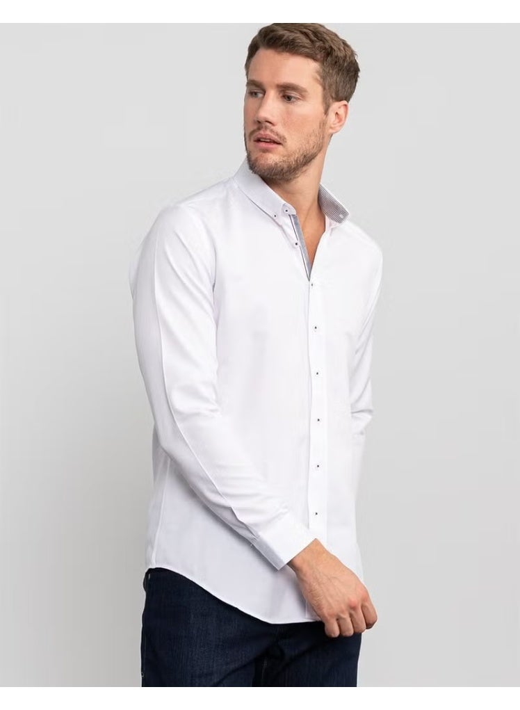 Tudors Slim Fit Plain White Men's Shirt - Image 1