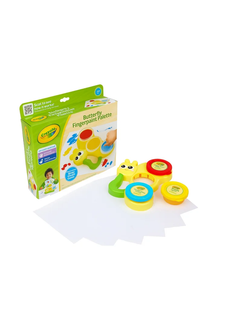 Crayola Crayola Butterfly Fingerpaint Palette – Toddler Art Set with 3 Washable Paint Pots & 10 Large Sheets | Mess-Free Sensory Painting Kit for Kids, Creative Gift for Ages 2+