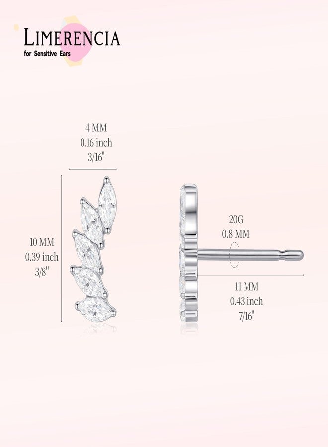 Limerencia Hypoallergenic Titanium Implant Grade Climber Crawler Studs,G23 Small Cubic Zirconia Earrings for Women' Sensitive Ears - Image 5