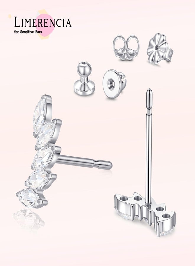 Limerencia Hypoallergenic Titanium Implant Grade Climber Crawler Studs,G23 Small Cubic Zirconia Earrings for Women' Sensitive Ears - Image 4