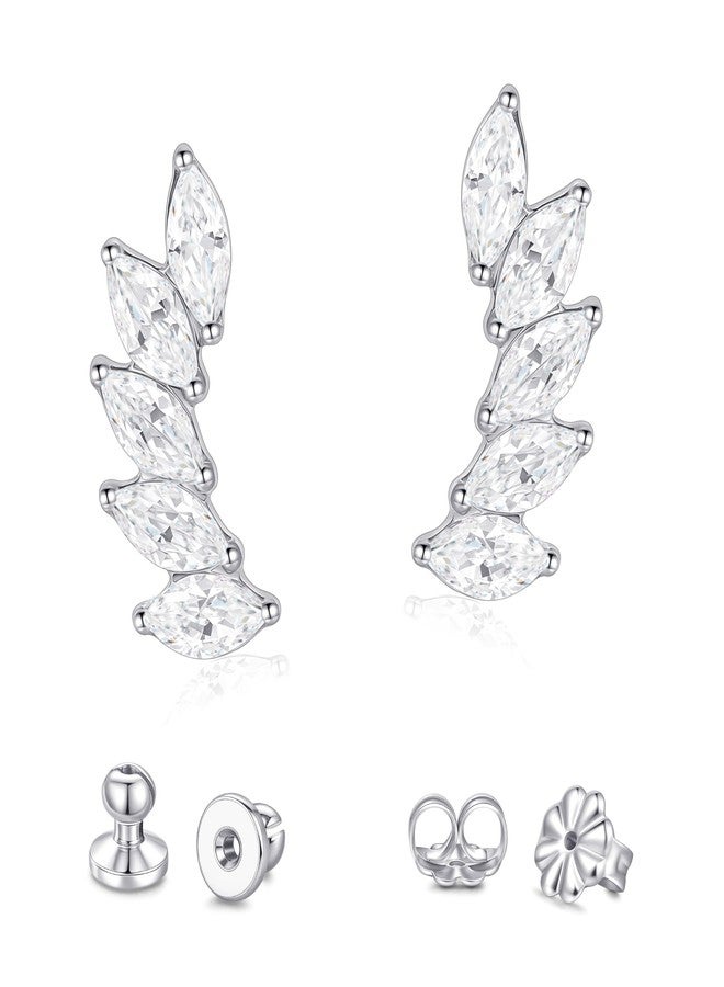 Limerencia Hypoallergenic Titanium Implant Grade Climber Crawler Studs,G23 Small Cubic Zirconia Earrings for Women' Sensitive Ears - Image 1