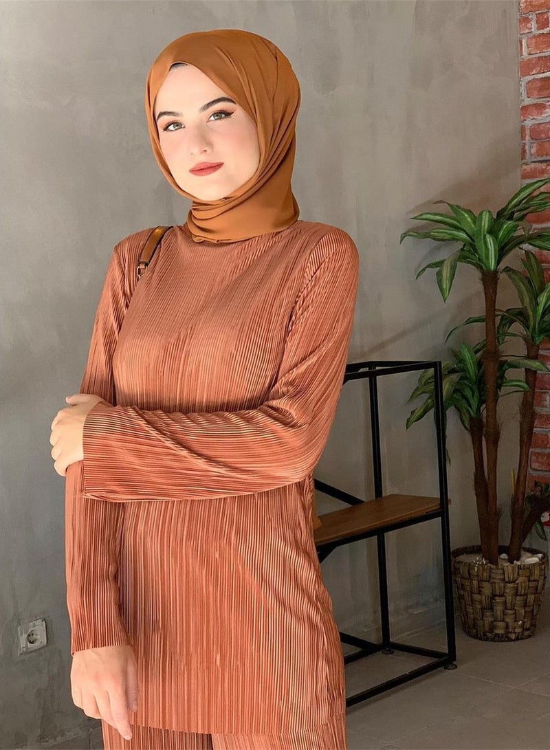 Ladies loose casual pleated suit tops and pants two-piece set - Image 5