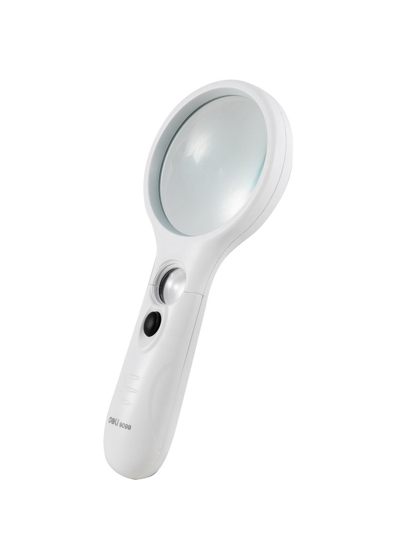 Deli E9099 Magnifier - 2.5x Magnification (11x), φ70mm, White, Integrated LED Light - Image 3