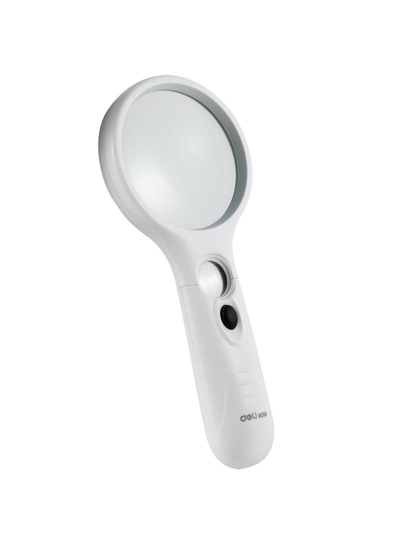 Deli E9099 Magnifier - 2.5x Magnification (11x), φ70mm, White, Integrated LED Light - Image 2