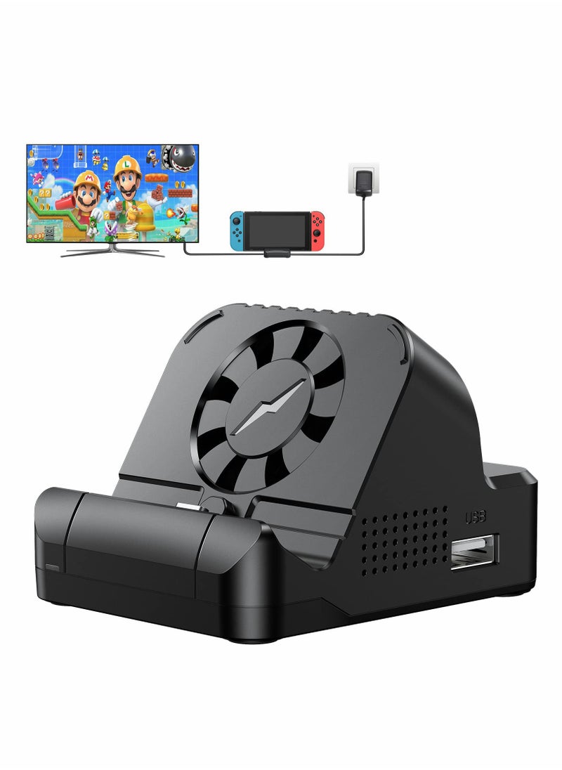 Captaintech Portable TV Docking Station for Switch - Features PD Protocol, Cooling Fan, and USB 3.0 Port for Enhanced Performance and Convenience.  - Image 1