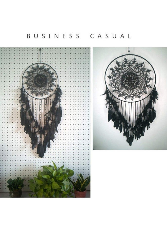 Tvoip Dream Catcher Handmade Feather Dreamcatchers for Wall Hanging,Dream Catchers for Bedroom Home Decoration Ornament Decor Ornament Craft Gift Dia 15.75inch/40cm (Black) - Image 5