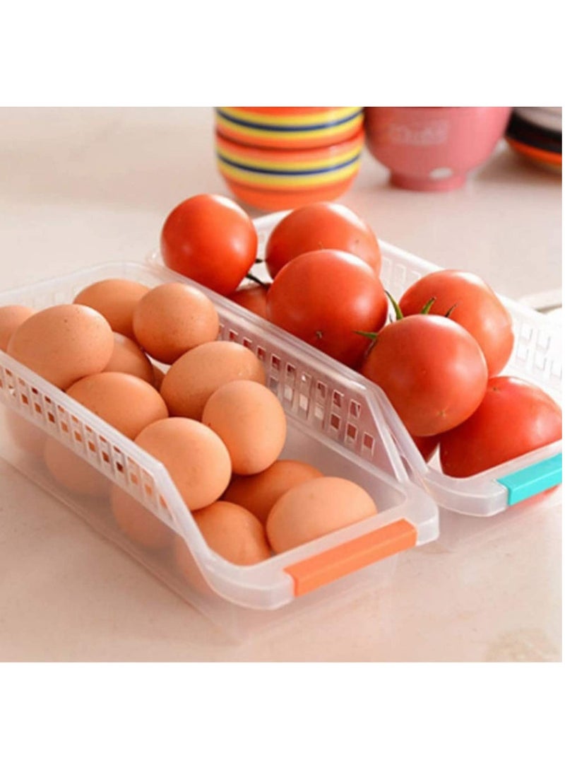 SKY-TOUCH 4PCS Refrigerator Organizer Baskets, Ideal for Fridge and Freezer Organization and Counter Food Containers, Assorted Colors  - Image 3