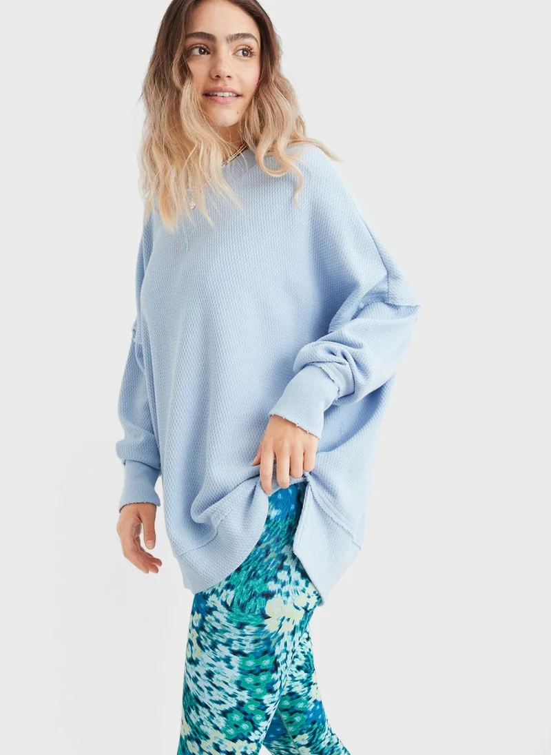 Aerie Ribbed Crew Neck Oversized Sweatshirt