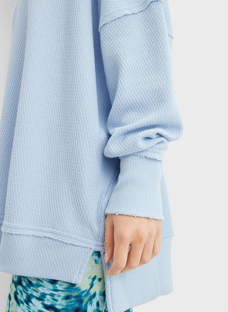 Aerie Ribbed Crew Neck Oversized Sweatshirt