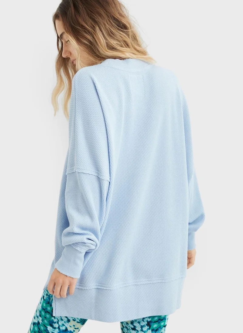 Aerie Ribbed Crew Neck Oversized Sweatshirt