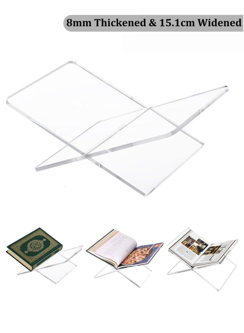 Bukela Medium Acrylic Book Stand 28x 15.1x 15.5 CM Opening Book Holder, Widen and Thicken Bookstand Display Stand for Quran, Cookbook, Art Book, Magazine and Textbook, Coffee Table Book Stand - Image 1