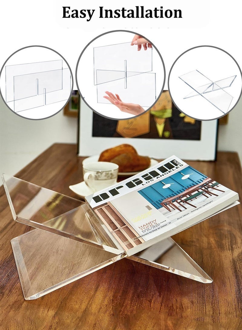 Bukela Medium Acrylic Book Stand 28x 15.1x 15.5 CM Opening Book Holder, Widen and Thicken Bookstand Display Stand for Quran, Cookbook, Art Book, Magazine and Textbook, Coffee Table Book Stand - Image 4