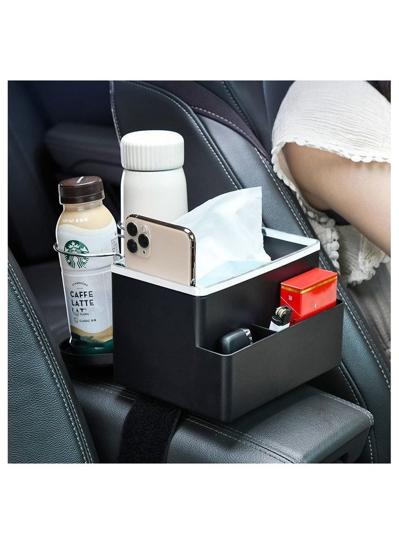 DUNISO Multifunctional Car Tissue Box Holder Water Cup Holder Large Capacity Car Storage Box Car Armrest Storage Box - Image 2