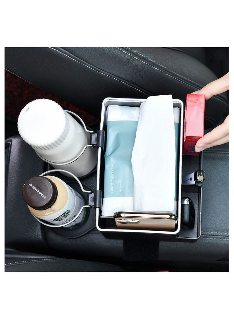 DUNISO Multifunctional Car Tissue Box Holder Water Cup Holder Large Capacity Car Storage Box Car Armrest Storage Box - Image 4