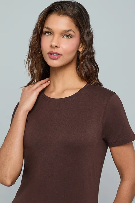 أر أند بي Solid T-Shirt With Crew Neck and Short Sleeves