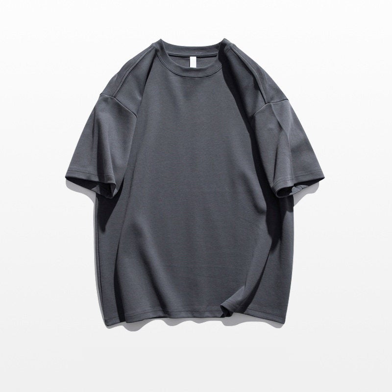 150 kg plus size men's loose cotton short-sleeved summer round neck casual half-sleeved solid color T-shirt heavyweight top - Image 1