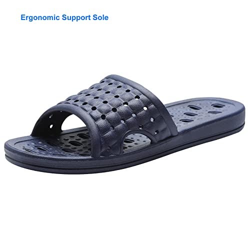 COZYAREA Shower Shoes Quick Dry Non-Slip Bathroom Slippers for Men Women Dorm Home Slides Navy Size 9.5-10 Women/8.5-9 Men - Image 3