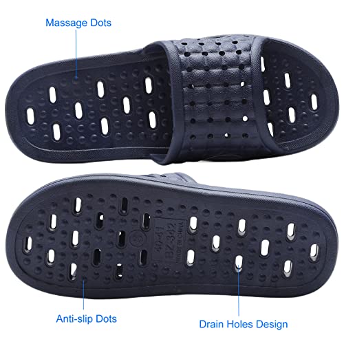 COZYAREA Shower Shoes Quick Dry Non-Slip Bathroom Slippers for Men Women Dorm Home Slides Navy Size 9.5-10 Women/8.5-9 Men - Image 5