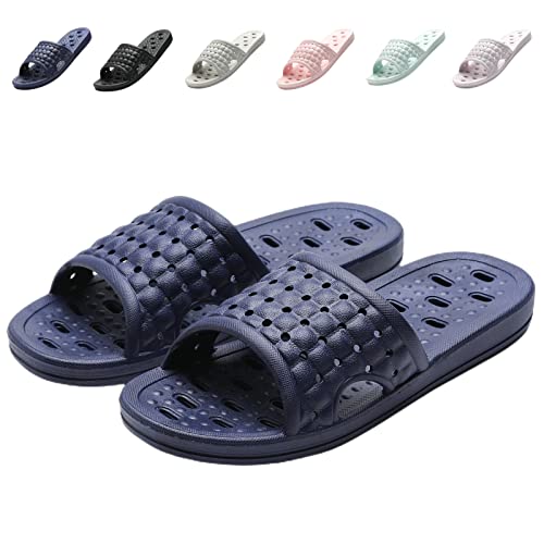 COZYAREA Shower Shoes Quick Dry Non-Slip Bathroom Slippers for Men Women Dorm Home Slides Navy Size 9.5-10 Women/8.5-9 Men - Image 1