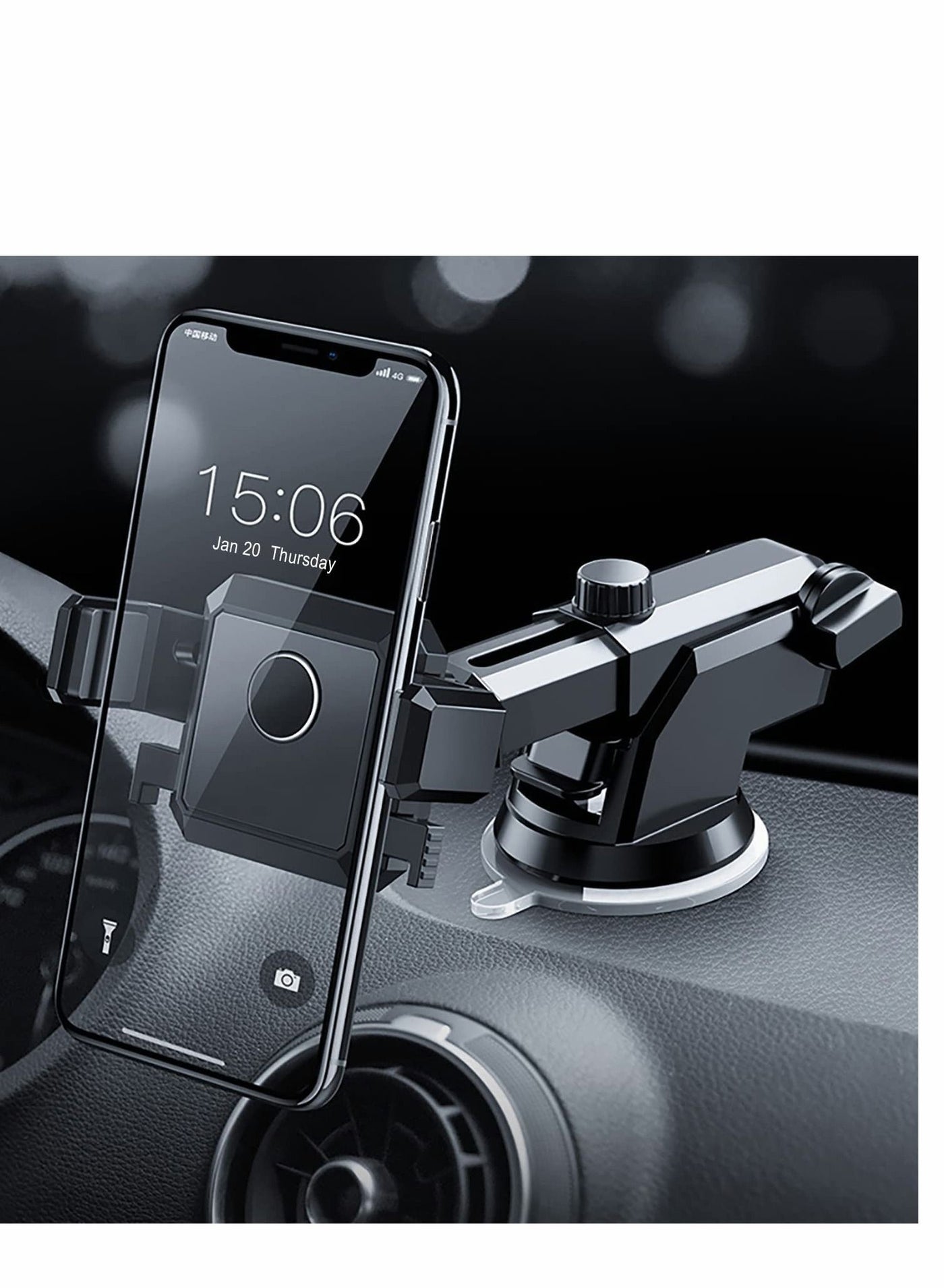 Car Phone Mount, Dashboard/Air Vent/Windshield Phone Holder for Car 360° RotationExtended Arm Stable Car Phone Holder Fit for All Phones