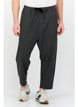 Men Regular Fit Heather Drawstring Sweatpants, Charcoal