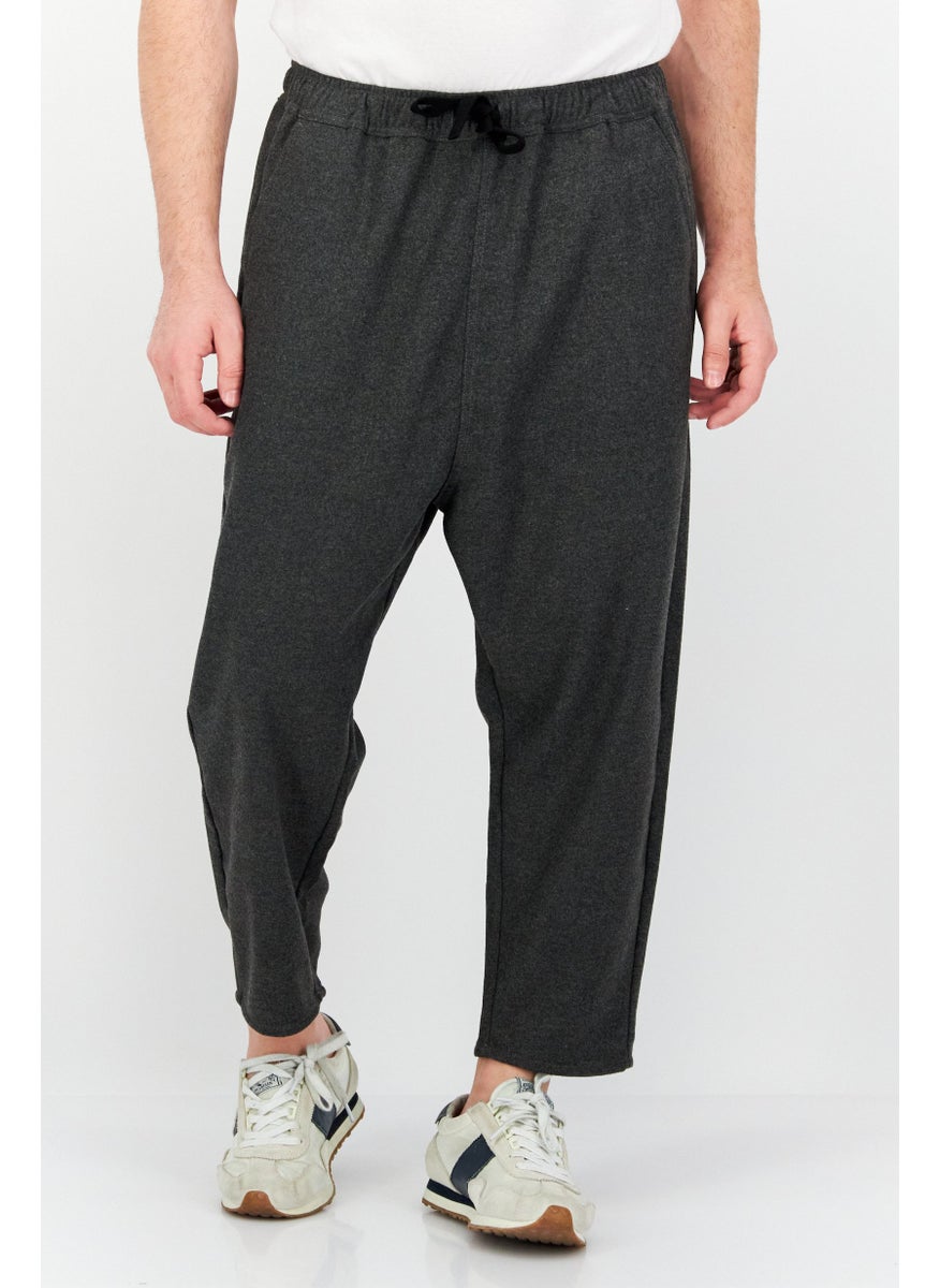 Asos Design - Men Regular Fit Heather Drawstring Sweatpants, Charcoal - Image 1
