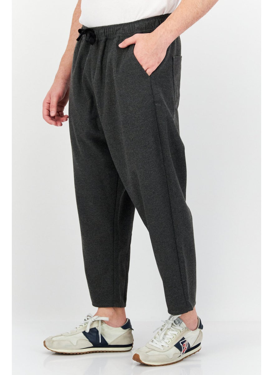 Asos Design - Men Regular Fit Heather Drawstring Sweatpants, Charcoal - Image 1