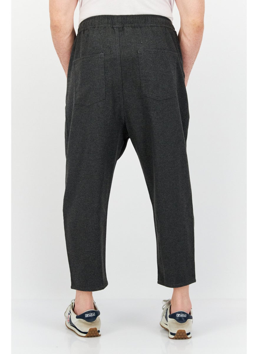 Asos Design - Men Regular Fit Heather Drawstring Sweatpants, Charcoal - Image 1