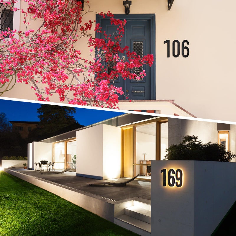 ROCEEI 8 Inch Backlit LED House Number 0-9 for Outside Waterproof Stainless Steel Home Address Number Large Modern Lighted 12v Dc Low Voltage House Number LED Illuminated Home Number(1) - Image 5