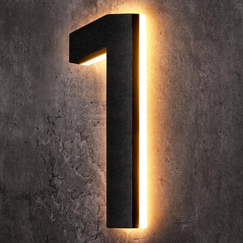 ROCEEI 8 Inch Backlit LED House Number 0-9 for Outside Waterproof Stainless Steel Home Address Number Large Modern Lighted 12v Dc Low Voltage House Number LED Illuminated Home Number(1) - Image 1