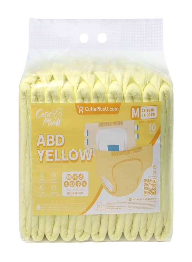 CutiePlusU Disposable Adult Diaper Heavy Absorption Dry Surface Adult Diapers All Night- Yellow 10 Pieces (Medium 28"-38") - Image 3