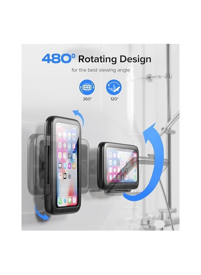 The White Shop THE WHITE SHOP Shower Phone Holder 480 Rotation Phone Stand Case Mount for Bathroom Batheub Kitchen Wall Mirro (Color : Black)  - Image 4