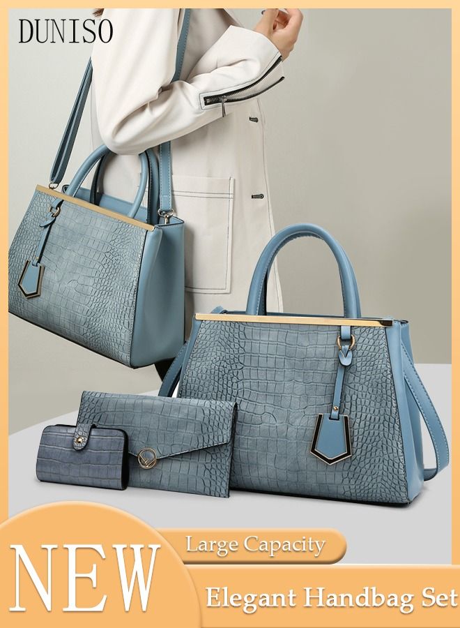 DUNISO 3 Pieces Shoulder Bag Set for Women Multipurpose Faux Leather Vintage Crossbody Bag Clamshell Design Small Purse Mini Card Holder for Ladies Fashion Travel Tote Bag Handbags - Image 1