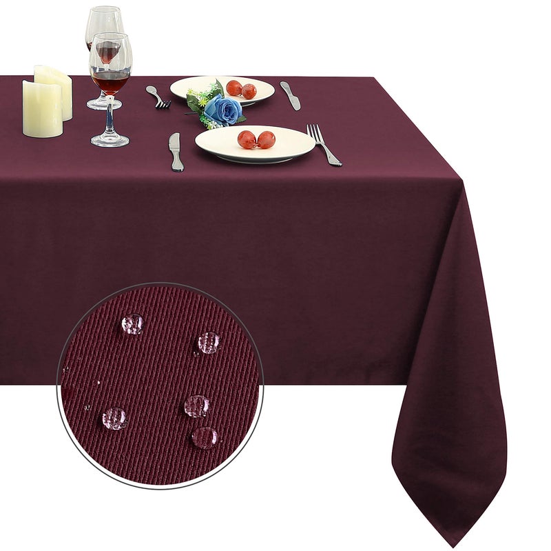 Obstal 210GSM Rectangle Table Cloth  Heavy Duty Water Resistance Microfiber Tablecloth Decorative Fabric Table Cover for Outdoor and Indoor Use Burgundy 60 x 84 Inch