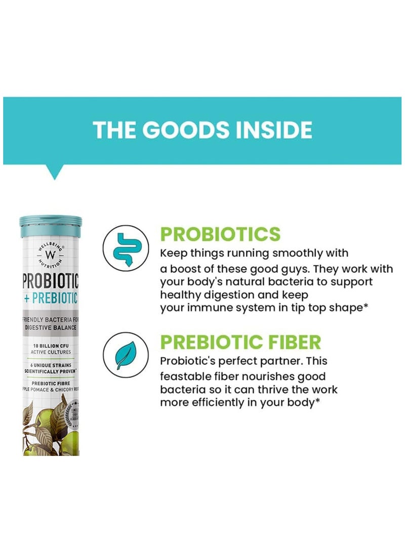 WELLBEING NUTRITION Daily Probiotic + Prebiotic| Plant Based |18 Billion CFU, 6 Strains for Men & Women with Organic Prebiotic Fiber for Digestion, Gut Health, Metabolism | 84 Effervescent Tabs - Image 4