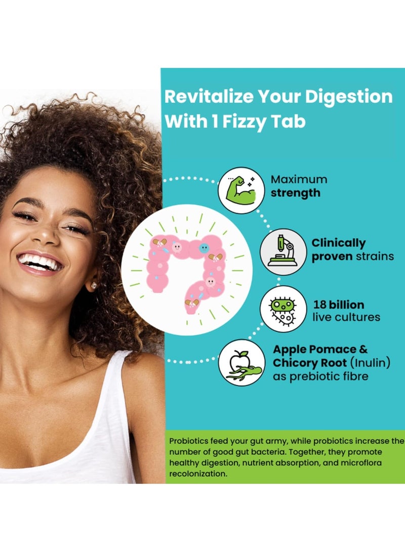 WELLBEING NUTRITION Daily Probiotic + Prebiotic| Plant Based |18 Billion CFU, 6 Strains for Men & Women with Organic Prebiotic Fiber for Digestion, Gut Health, Metabolism | 84 Effervescent Tabs - Image 2