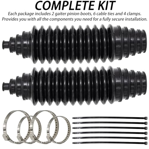 LhyBtm Universal Silicone Rack and Pinion Steering Boot Universal Steering Rack and Pinion Tie Rod Boots with 4 Pieces C- Clamps and 6 Pieces Cable Ties (Black) - Image 2