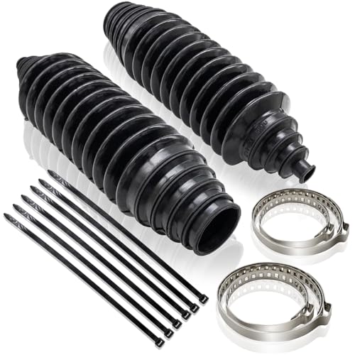 LhyBtm Universal Silicone Rack and Pinion Steering Boot Universal Steering Rack and Pinion Tie Rod Boots with 4 Pieces C- Clamps and 6 Pieces Cable Ties (Black) - Image 1