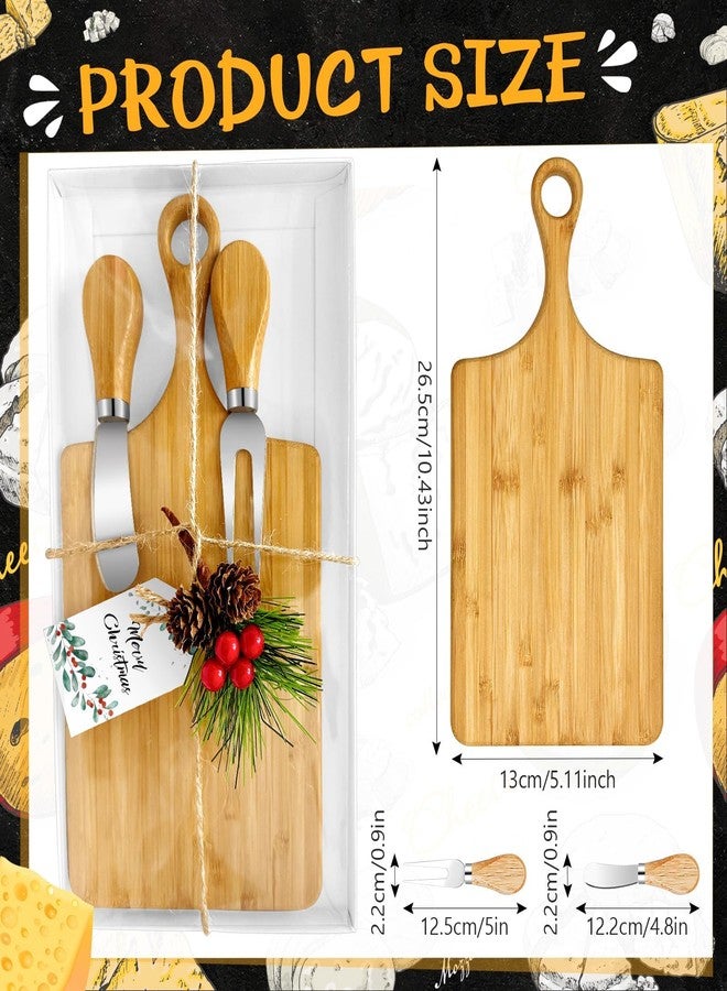 Gosodeny 6 Set Christmas Gifts Bridal Shower Favor Bamboo Wooden Square Cheese Board Gift Set Cheese Knives Mini Cutting Board Bulk Set Tags and Boxes Christmas Party Neighbor Xmas Baking Supplies Decoration - Image 2