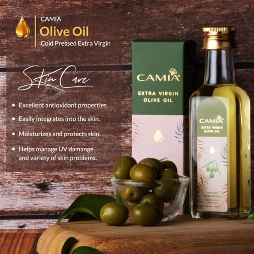 CAMIA - Organic Cold Pressed Olive Oil for Hair & Skin | Helps Manage Variety of Skin Problems Including UV Damage | Strengthen Hair Roots | Deeply Moisturizes Skin | 100 ML Glass Bottle - Image 5