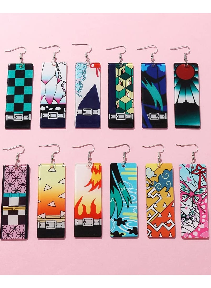 Anime Kamado Tanjiro Hanafuda Earrings - Kimetsu No Yaiba Hanafuda Earrings - Cosplay Accessories For Womens Girls