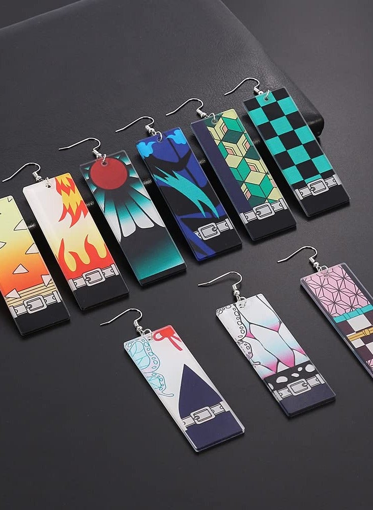 Anime Kamado Tanjiro Hanafuda Earrings - Kimetsu No Yaiba Hanafuda Earrings - Cosplay Accessories For Womens Girls