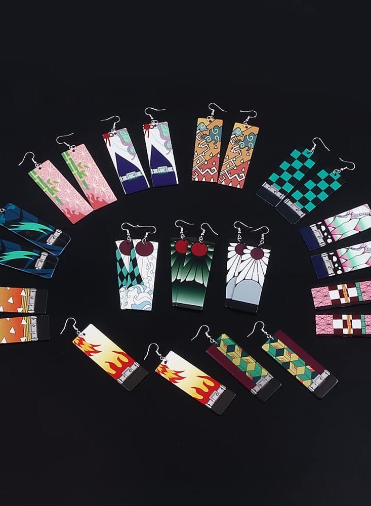 Anime Kamado Tanjiro Hanafuda Earrings - Kimetsu No Yaiba Hanafuda Earrings - Cosplay Accessories For Womens Girls