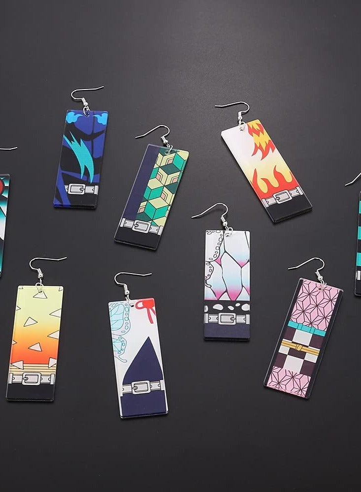 Anime Kamado Tanjiro Hanafuda Earrings - Kimetsu No Yaiba Hanafuda Earrings - Cosplay Accessories For Womens Girls