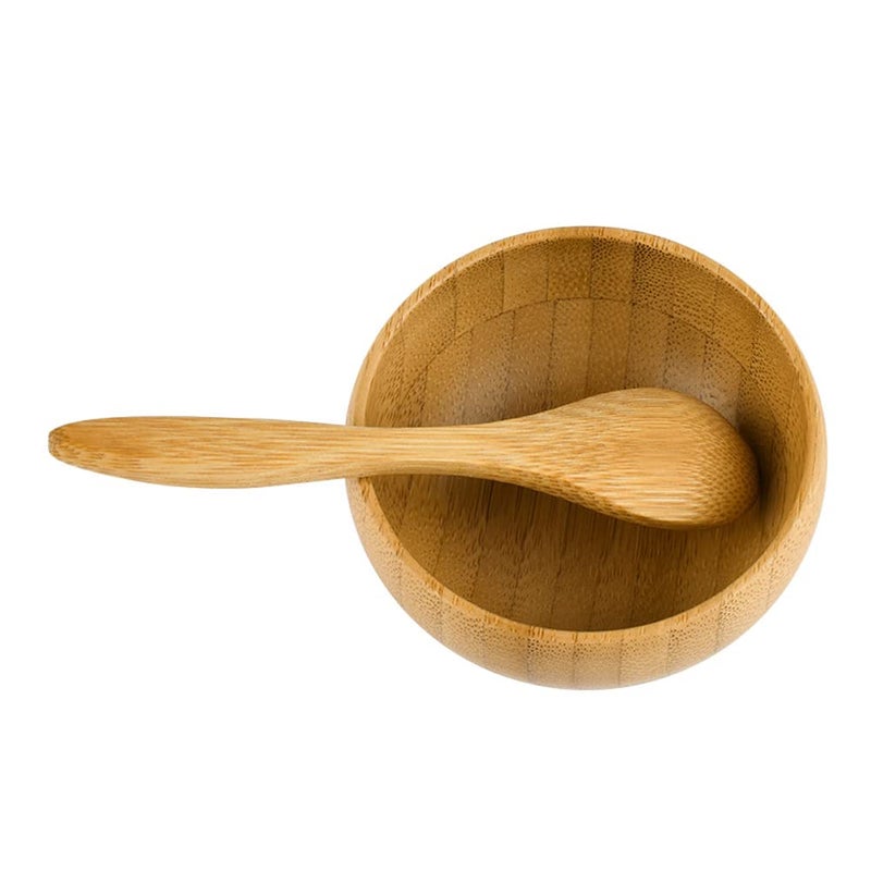 lasenersm 1 Set Cute Mini Mask Bowl with Spoon Eco Bamboo Mask Mixing Bowl and Spoon Facemask Bowl Mud Mask Mixing Bowl DIY Skin Care Mixing Tool Kit for Lady Women Home Beauty Salon Use, 2.6" x 1.2"