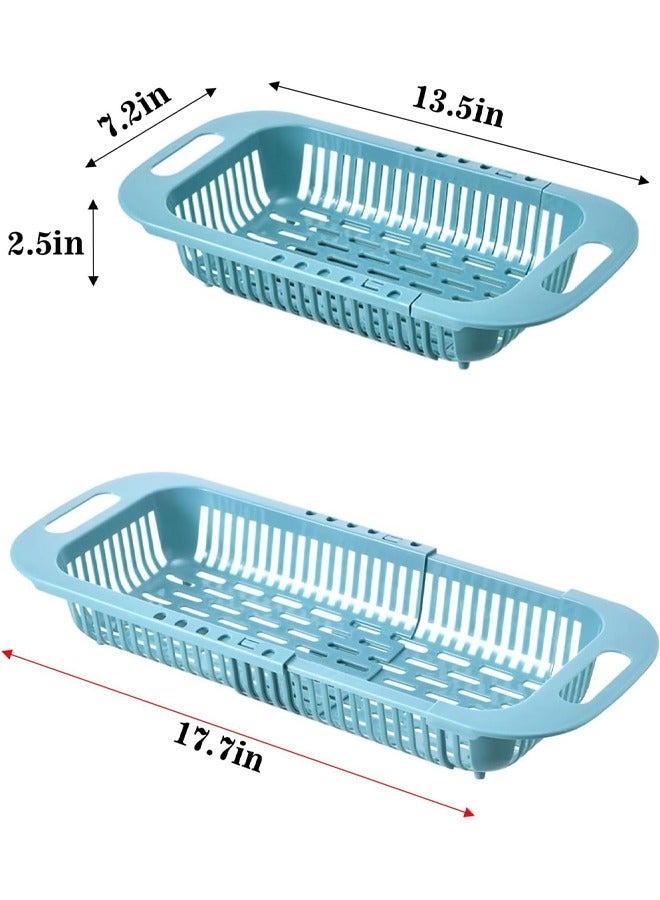 YelaJoy Extendable Over the Sink Colander, Fruits and Vegetables Drain Basket ,Adjustable Food Strainer Sink , Washing Basket for Kitchen (Blue) - Image 2