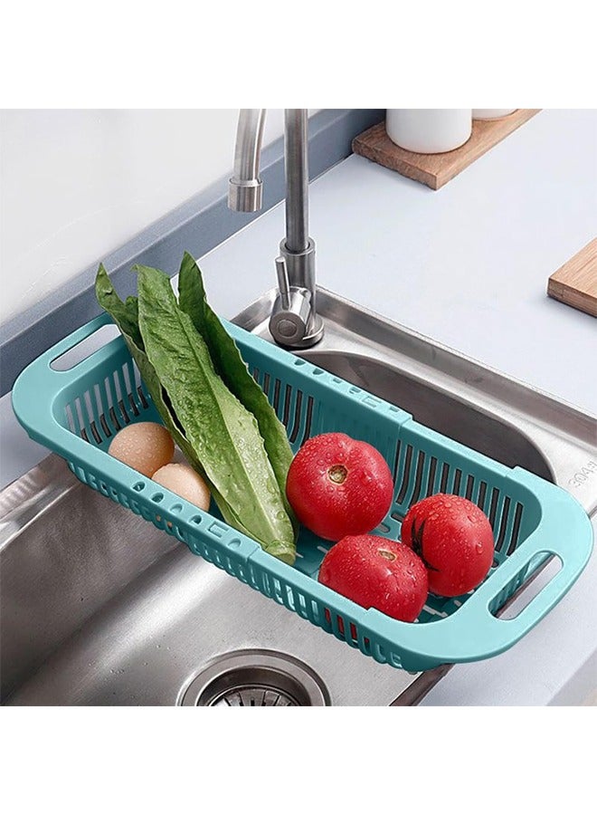 YelaJoy Extendable Over the Sink Colander, Fruits and Vegetables Drain Basket ,Adjustable Food Strainer Sink , Washing Basket for Kitchen (Blue) - Image 1