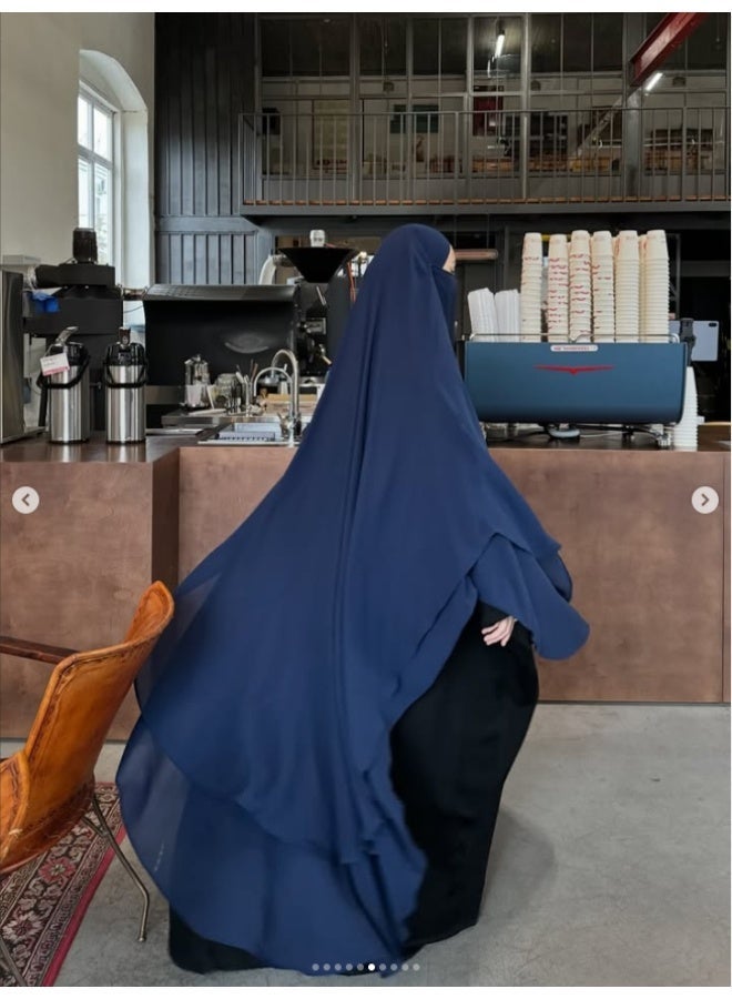طبقة مزدوجة الشيفون الحجاب الطويل ناعم وخفيف الوزن تناسب بشكل مثالي الحجاب الرأسي - Image 1